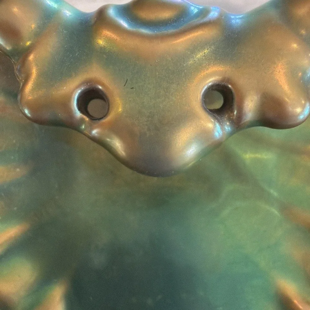 Antique ZSOLNAY Art Nouveau Iridescent Eosin‎ Glaze Porcelain Venus Shell Bowl